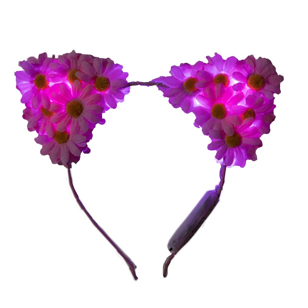 RAVE! Light-up Pink Glow Flower Cat Ears!
